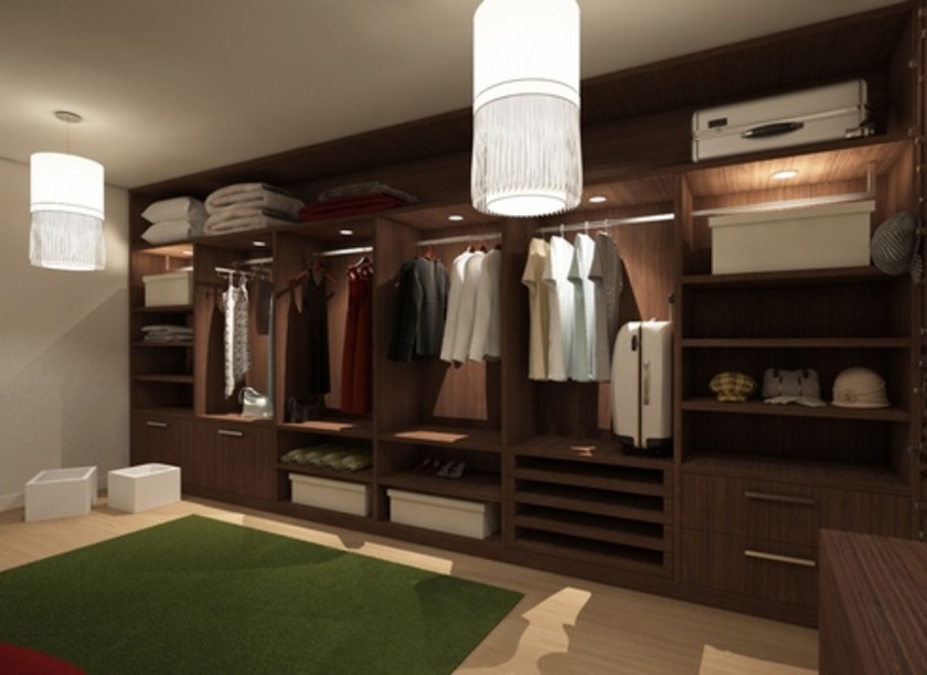 Классическая гардеробная комната из массива с подсветкой Кызылорда