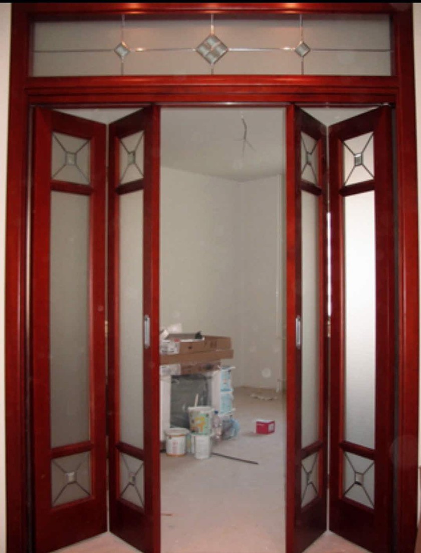 Дверь гармошка с декоративными стеклянными вставками Кызылорда