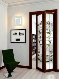 Двери гармошка с витражным декором Кызылорда